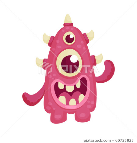 Funny Multiocular Monster Standing with Open Mouth Feeling Happiness and Joy Vector Illustration Funny Multiocular Monster Standing with Open Mouth Feeling Happiness and Joy Vector Illustration 60725925