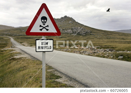 Minefield Sign Near Port Stanley In The Stock Photo 60726005 Pixta