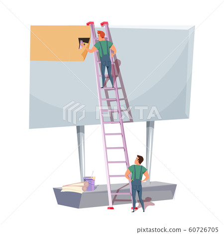 Billboard installation flat vector illustration 60726705