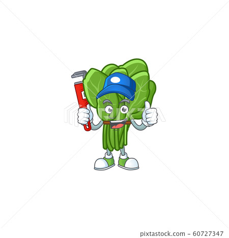 Cool Plumber spinach cartoon character mascot design Cool Plumber spinach cartoon character mascot design 60727347