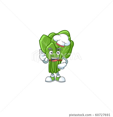 Smiley Face chef spinach character with white hat 60727691