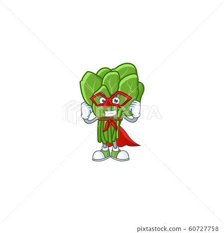 A cartoon of spinach with Super hero costume A cartoon of spinach with Super hero costume 60727758