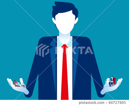 Business person choosing between holiday or Business person choosing between holiday or 60727805