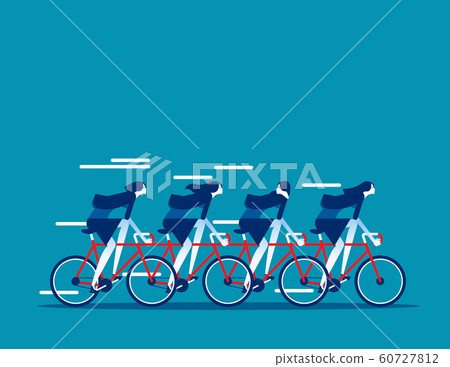 Business team group riding on tandem bike 60727812