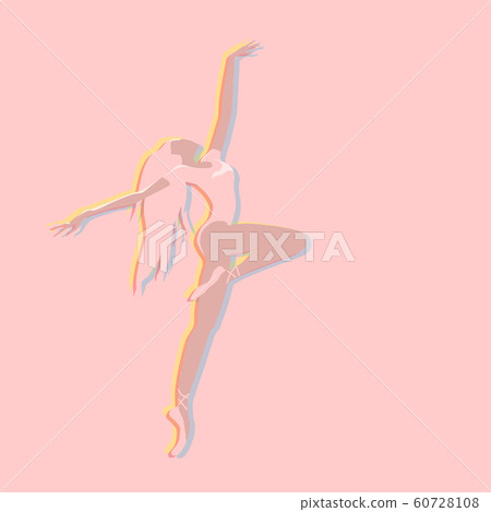 Dancing girl in pastel color. Cartoon character in Dancing girl in pastel color. Cartoon character in 60728108