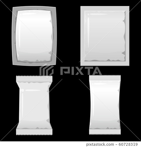 Set empty plastic packaging and vacuum containers mockups to storage for food products. Template cartoon style vector isolated Set empty plastic packaging and vacuum containers mockups to storage for food products. Template cartoon style vector isolated 60728319