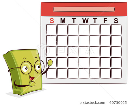 Mascot Book Calendar Illustration Mascot Book Calendar Illustration 60730925