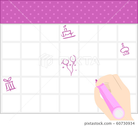 Hand Calendar Mark Birthdays Illustration Hand Calendar Mark Birthdays Illustration 60730934