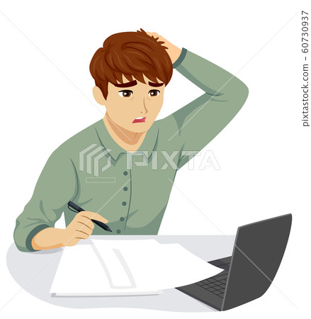 Teen Guy Stressed Tired Work Illustration Teen Guy Stressed Tired Work Illustration 60730937