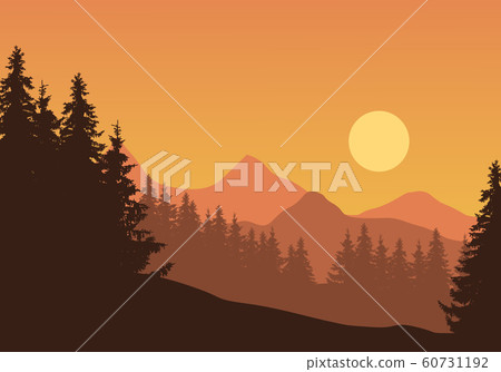 Realistic illustration of mountain landscape with Realistic illustration of mountain landscape with 60731192