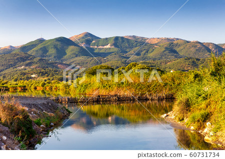 View of the mountainous landscape on the island. View of the mountainous landscape on the island. 60731734