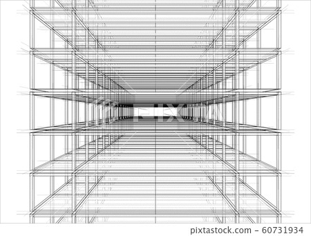 Drawing of a house under construction. Vector Drawing of a house under construction. Vector 60731934
