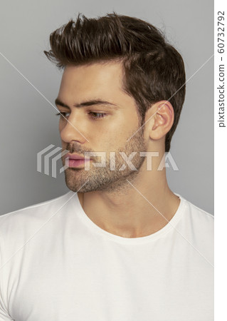 Muscle strong face beautiful stripped male - Stock Photo