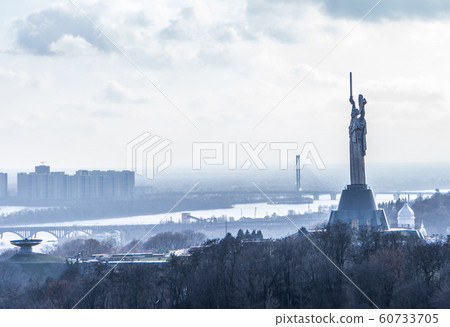View of Motherland Monument and the Dnieper river in Kiev View of Motherland Monument and the Dnieper river in Kiev 60733705