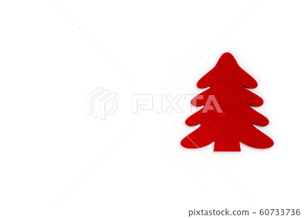 New Year and Christmas composition. Chrismas tree on white background. Top view, flat lay, copy 60733736