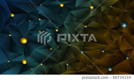 Low poly elegant triangles  background with golden 60734154