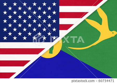 USA vs Christmas Island national flag from textile USA vs Christmas Island national flag from textile 60734471
