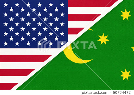 USA vs Cocos island, Keeling national flag from textile 60734472