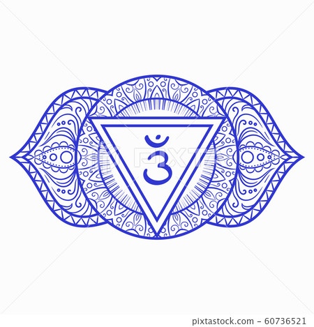 Ajna, third eye chakra symbol. Colorful mandala. 60736521