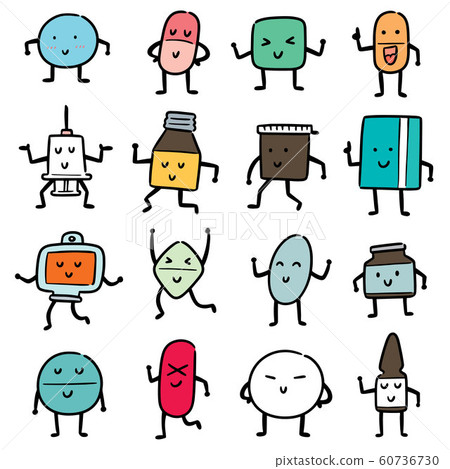 vector set of medicine cartoon 60736730
