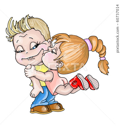 illustration of a a boy and a girl on a white background 60737014