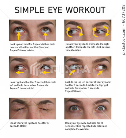 Eye exercise. Simple eye workout. Eye exercise. Simple eye workout. 60737208