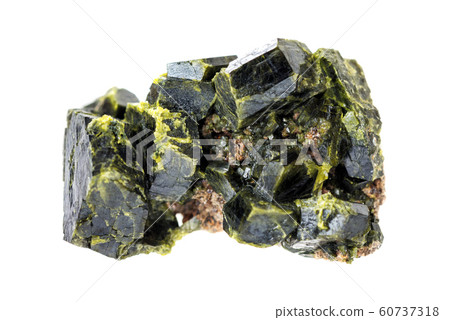 Green epidote crystals 60737318