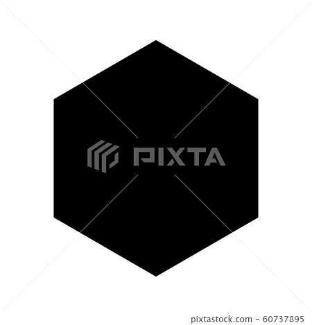 Flat hexagon mockup of blank black. Icon abstract 60737895