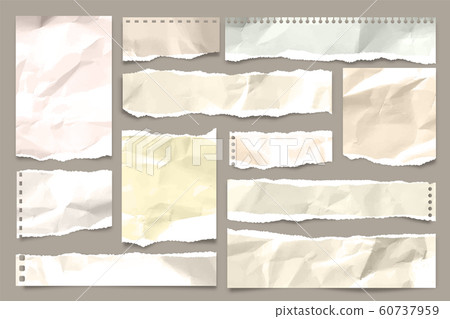 Ripped colored crumpled paper strips collection. Realistic paper scraps with torn edges. Sticky 60737959