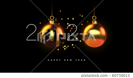 Happy New year 2020 gold 3d bauble decoration Happy New year 2020 gold 3d bauble decoration 60738013