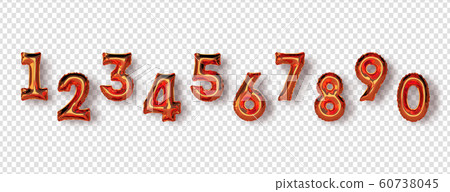 Copper 3d balloon number set isolated background Copper 3d balloon number set isolated background 60738045