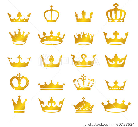 vector set of retro golden crowns on black background 60738624