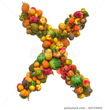 Letter X, fruit font. 3D rendering - Stock Illustration [60739945] - PIXTA