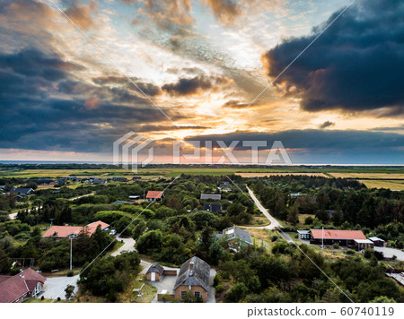 Sunset above Ringkobing coast, Jutland - Denmark - Europe 60740119