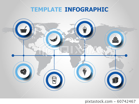 Infographic design with popular food icons 60742467