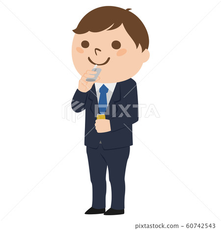 Illustration of a man smoking. A man smoking a heated electronic cigarette. 60742543