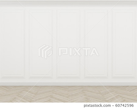 classic white wall with wood floor,3d render 60742596