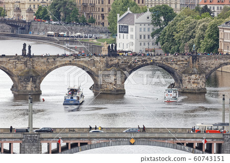 Vltava river and Prague cityscape from huge metronome 60743151