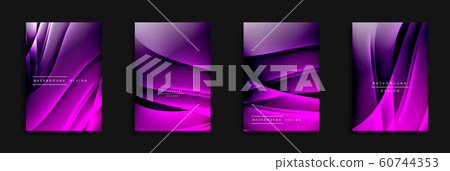 Wave covers set with fluid gradients. Dynamic trendy abstract background with flowing wavy lines. Vector Illustration 60744353