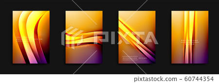 Wave covers set with fluid gradients. Dynamic trendy abstract background with flowing wavy lines. Vector Illustration 60744354