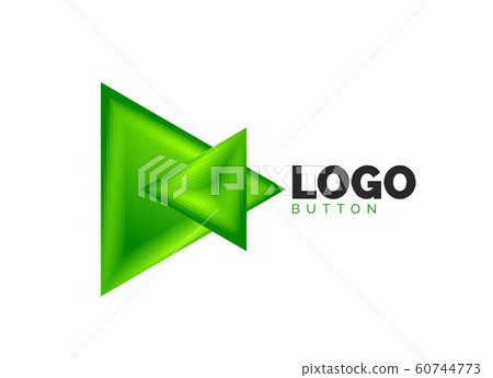 Triangle icon geometric logo template. Minimal geometrical design, 3d geometric bold symbol in relief style with color blend steps effect. Vector Illustration For Button, Banner, Background 60744773