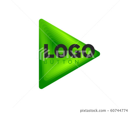 Triangle icon geometric logo template. Minimal geometrical design, 3d geometric bold symbol in relief style with color blend steps effect. Vector Illustration For Button, Banner, Background 60744774