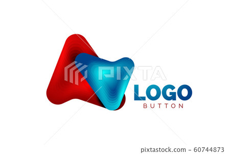 Arrow logo template. Or play or download button logotype template. Minimal geometrical design, 3d geometric bold symbol in relief style with color blend steps effect. Vector Illustration Arrow logo template. Or play or download button logotype template. Minimal geometrical design, 3d geometric bold symbol in relief style with color blend steps effect. Vector Illustration 60744873