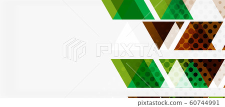 Banner with multicolored mosaic triangle geometric design on white background. Abstract texture. Vector illustration design template. 60744991