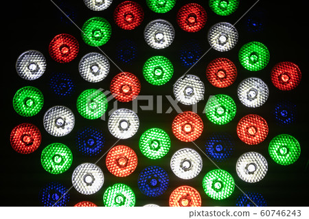 Colorful Circle LED Lights Background on Black Background 60746243