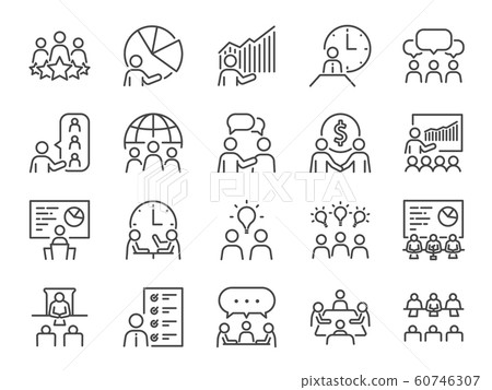 Meeting line icon set. Meeting line icon set. 60746307
