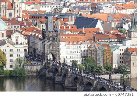 St. Vitus Cathedral Tower and Prague cityscape, Charles Bridge 60747381