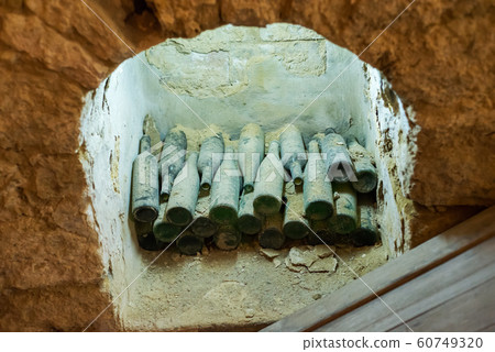 old vine bottle. installation in vine factory 60749320