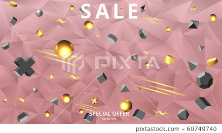Low poly elegant triangles background with golden Low poly elegant triangles background with golden 60749740