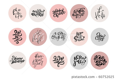Christmas Vector set of icons and emblems with xmas phrases for social media story highlight covers. Design templates for lifestyle, bloggers and designers 60752025